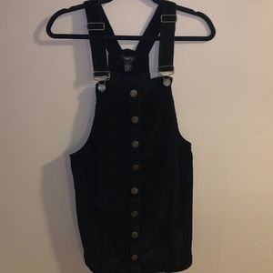 Corduroy Black Overall Dress